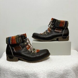 Rieker Felicitas Multicolored Lace Up Boots